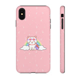 Kawaii Cat Rainbow Tough Cases, Cute Kitty Phone Cover, Protective Phone Case, Adorable Cat Lover Gift, Fun Rainbow Cat Phone Accessories