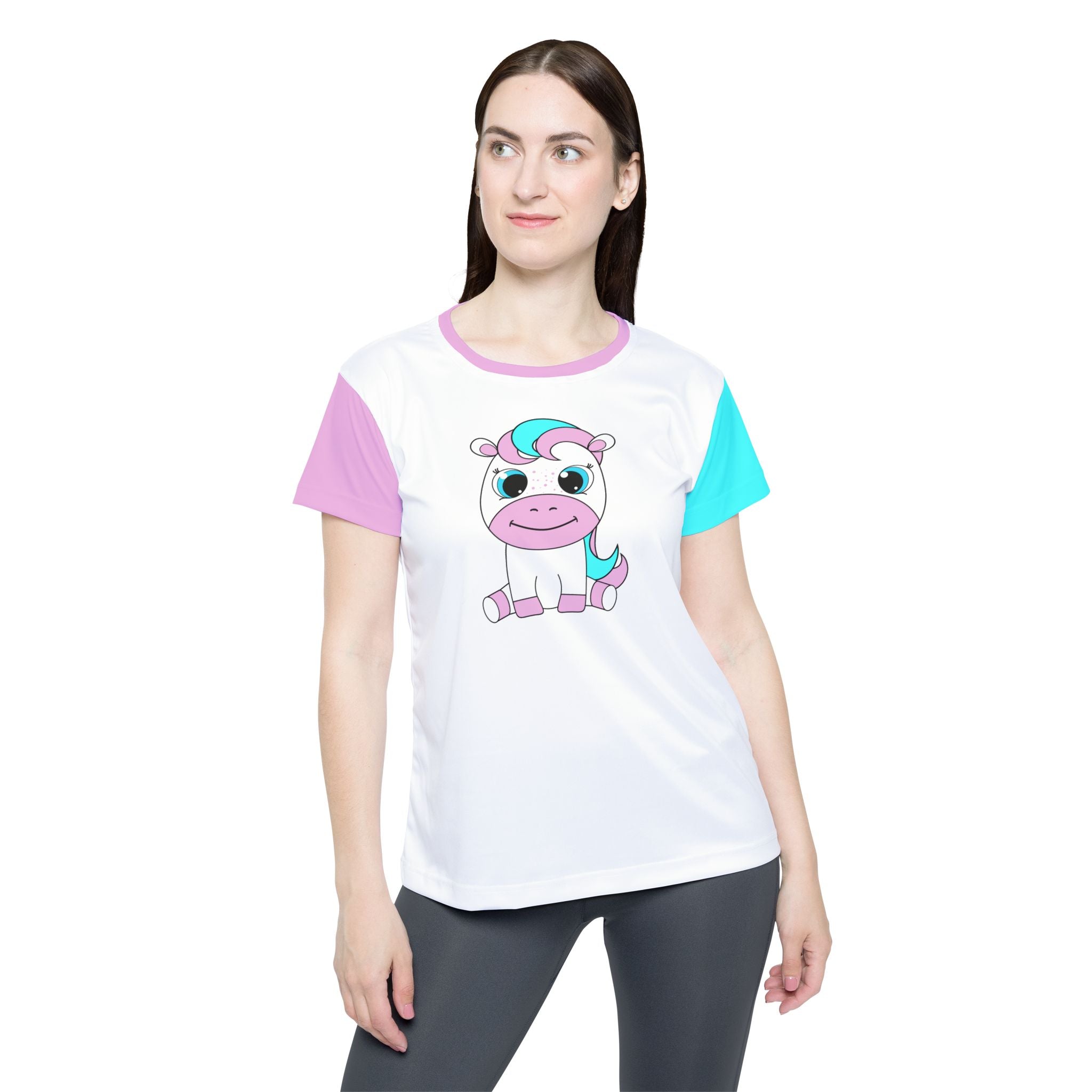 Women's Sports Jersey - Kawaii Pony Cute Workout Shirt Athletic Tee Gym Top Exercise Clothing Fitness Apparel