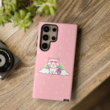 Kawaii Cat Rainbow Tough Cases, Cute Kitty Phone Cover, Protective Phone Case, Adorable Cat Lover Gift, Fun Rainbow Cat Phone Accessories