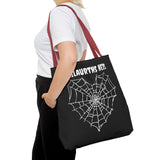 Gothic Spider Web Heart Tote Bag - Creepy Halloween Carryall, Black Widow Arachnid Shoulder Tote, Spooky Goth Shopping Bag, Punk Rock