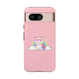 Kawaii Cat Rainbow Tough Cases, Cute Kitty Phone Cover, Protective Phone Case, Adorable Cat Lover Gift, Fun Rainbow Cat Phone Accessories