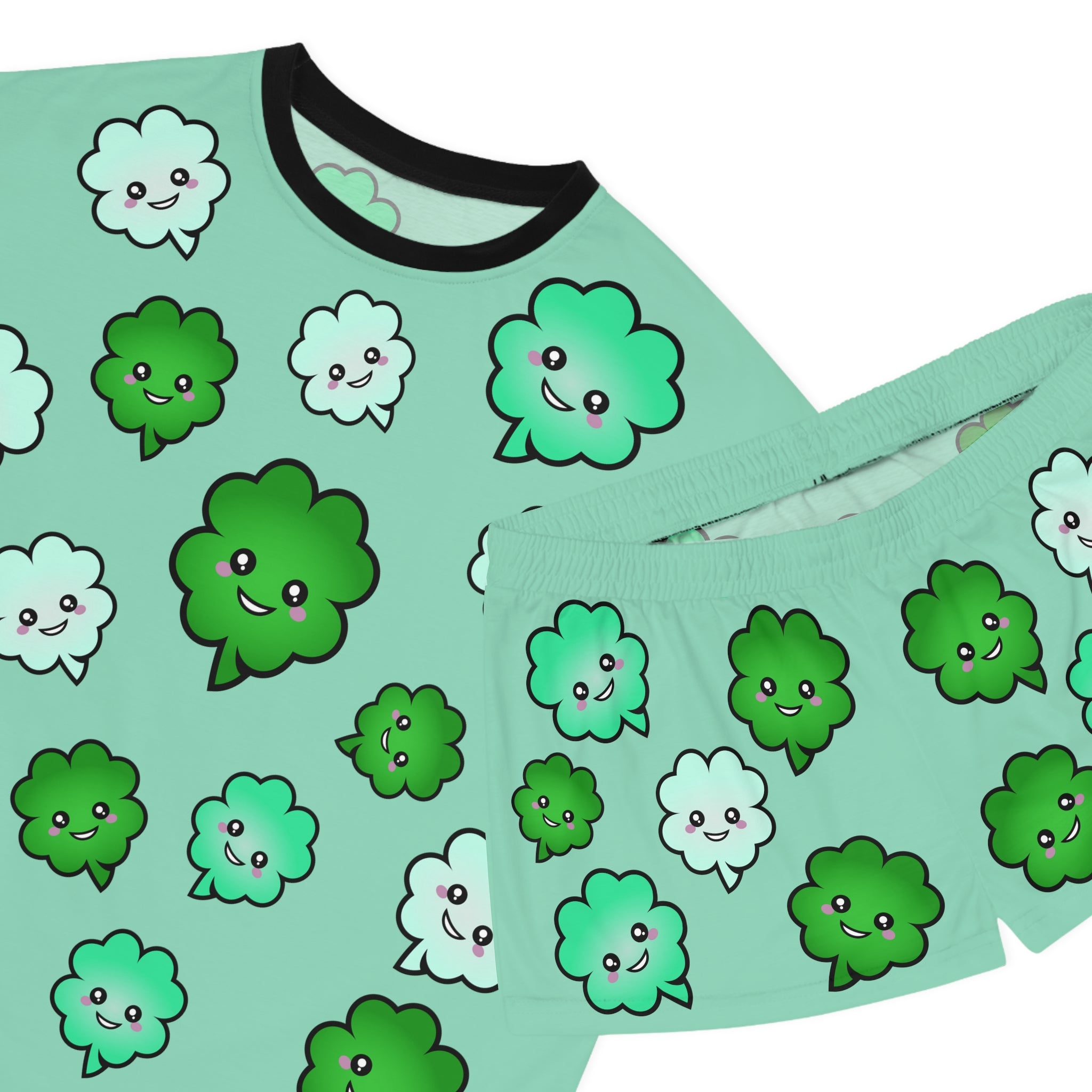 Kawaii Shamrocks Pajama Set - Women's Sleepwear - Cute PJ Set