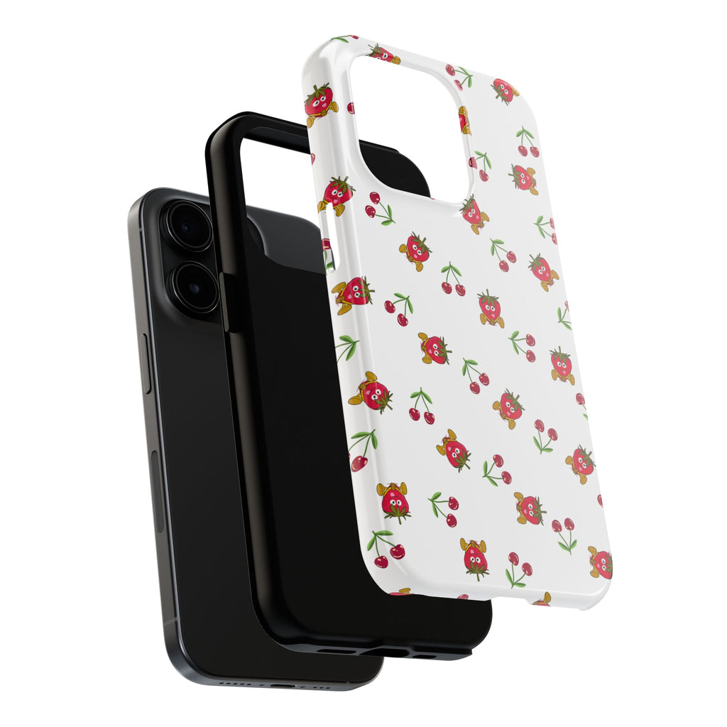 Fruit Patterned Phone Cases, Summer Fruits Phone Covers, Berry Print Tough Cases, Stylish Cell Phone Protectors, Red Fruits Phone