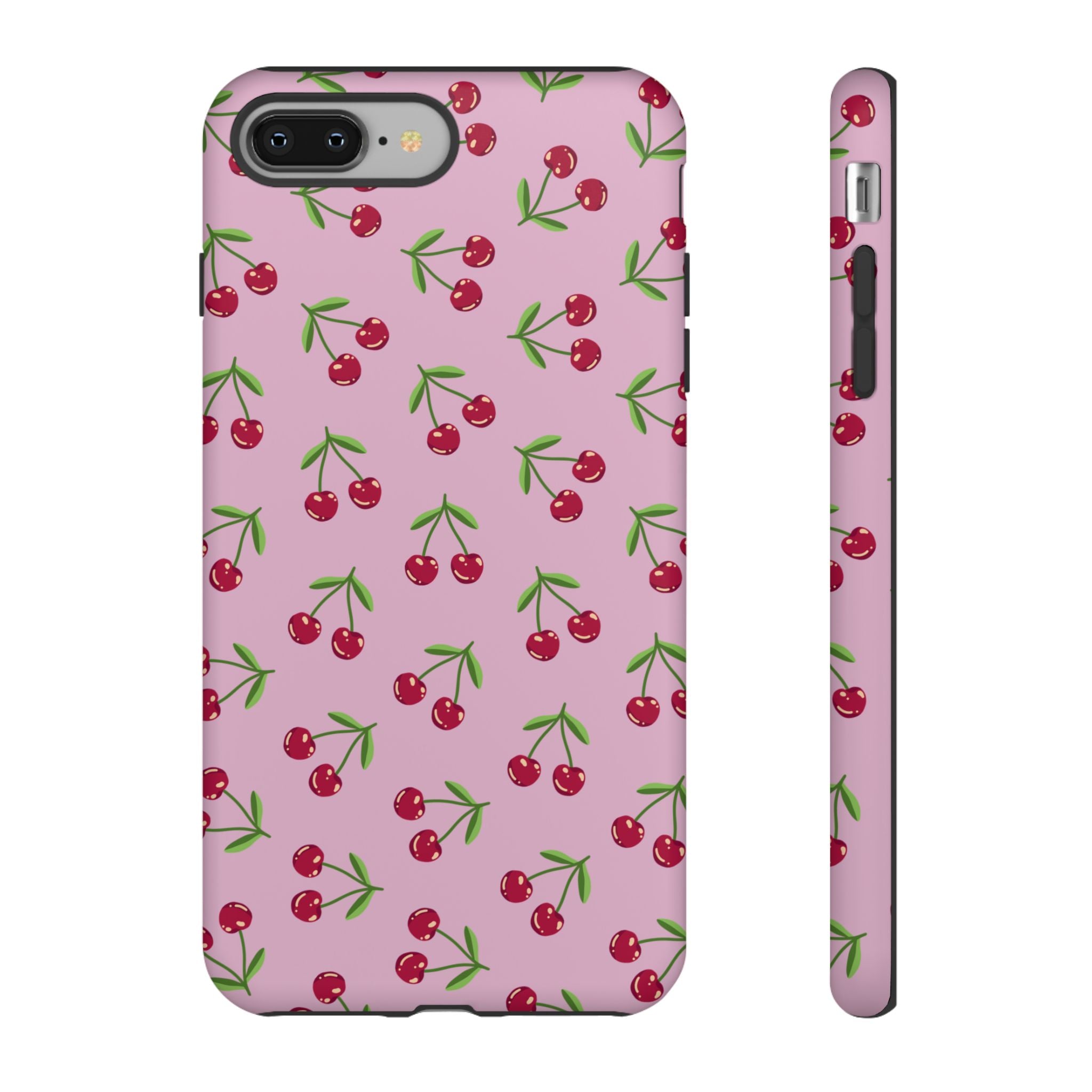 iPhone Cherry Pattern Phone Cases, Floral Tough Cover, Protective Smartphone Shell, Hard Case Gift for Her, Pretty Device Accessories