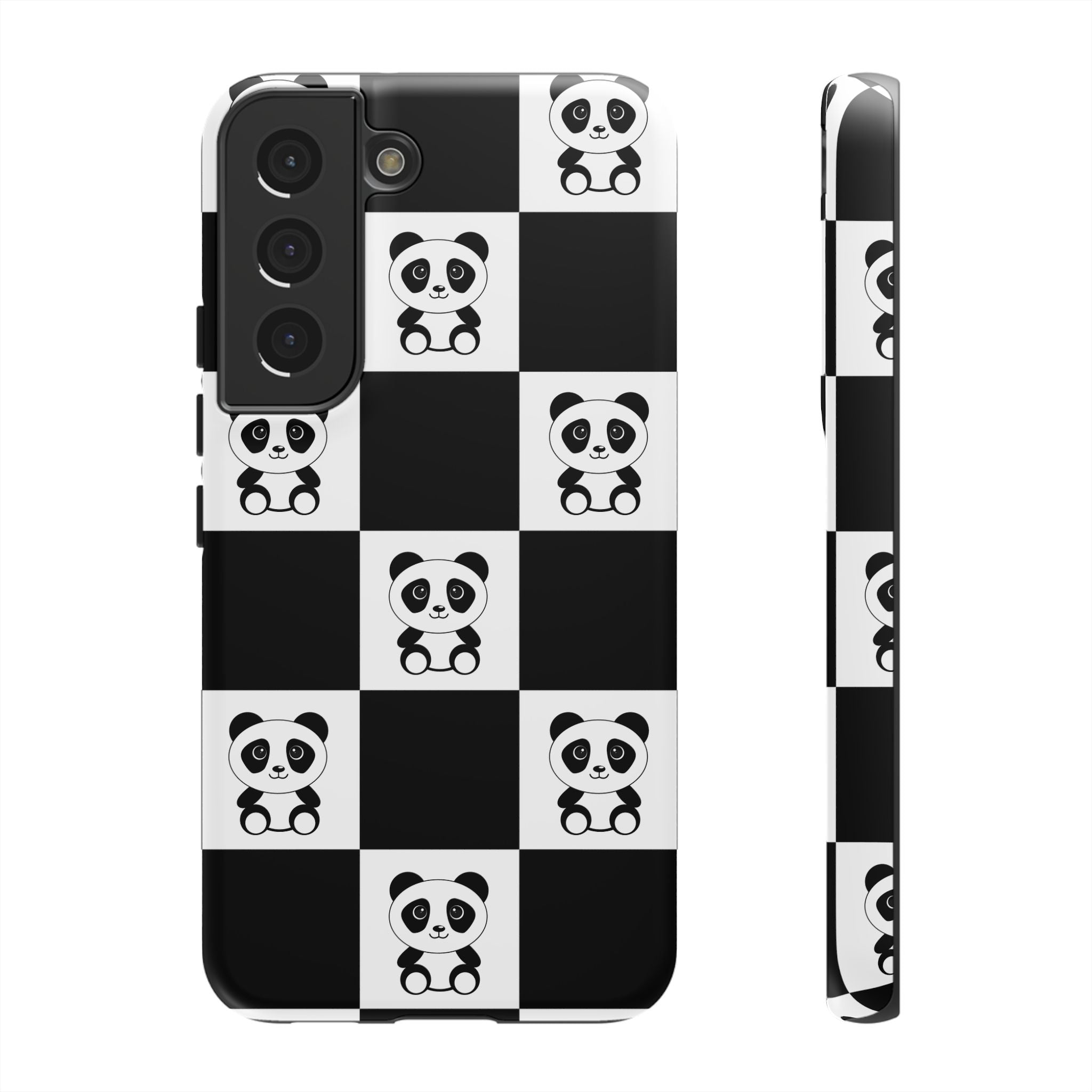 Panda Chessboard Tough Cases, Cute Panda Phone Covers, Chess Pattern iPhone Case, Board Games Phone Accessories, Animal Lover Tech