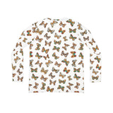 Butterflies Pattern Women's Long Sleeve V-neck Shirt - Floral Butterfly Tee, Spring Fashion Top, Nature Lover Gift, Cute Insect Print