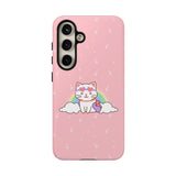 Kawaii Cat Rainbow Tough Cases, Cute Kitty Phone Cover, Protective Phone Case, Adorable Cat Lover Gift, Fun Rainbow Cat Phone Accessories