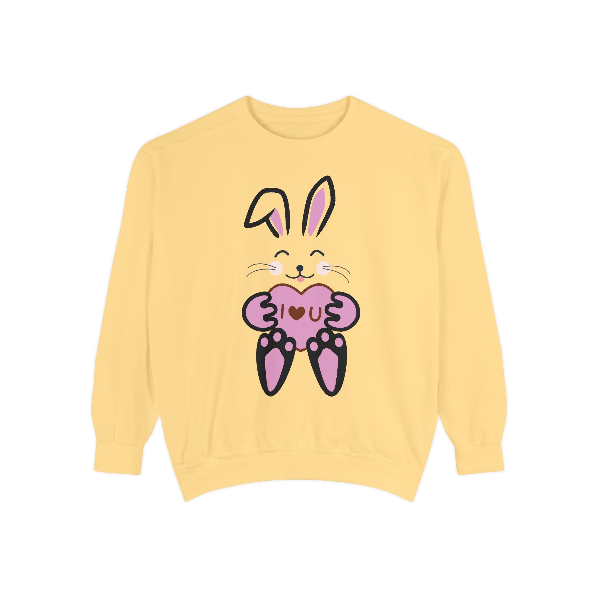 Rabbit With I Love You Heart Sweatshirt, Valentine's Day Gift, Unisex Jumper, Bunny Lover Pullover, Cozy Winter Apparel, Cute Animal