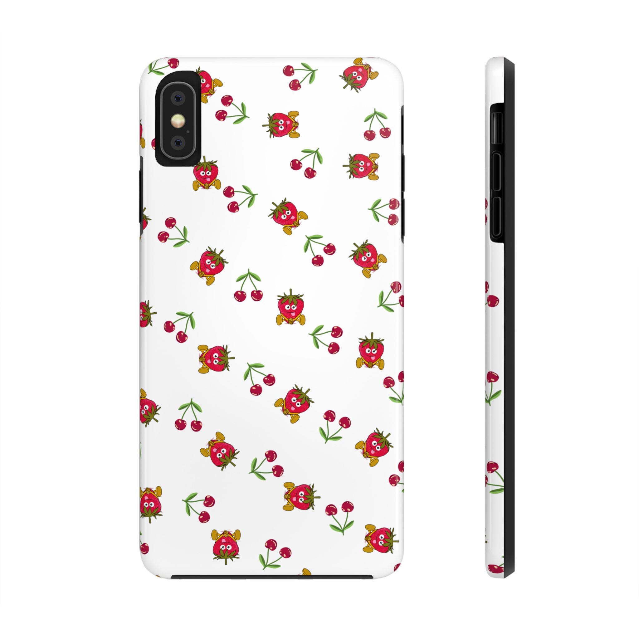 Fruit Patterned Phone Cases, Summer Fruits Phone Covers, Berry Print Tough Cases, Stylish Cell Phone Protectors, Red Fruits Phone