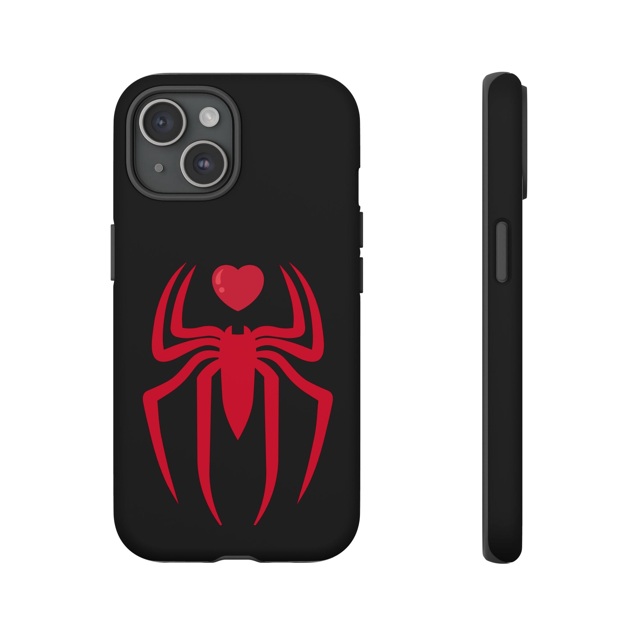 Red Spider Heart Tough iPhone Cases, Spiderweb iPhone Cover, Gothic Phone Accessories, Halloween Gift, Creepy Arachnid iPhone Protectors