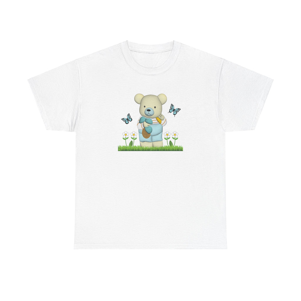 Garden Bear with Butterflies T-Shirt, Cute Bear Shirt, Nature Lover Tee, Botanical Garden Top, Wildlife Animal Unisex Tee