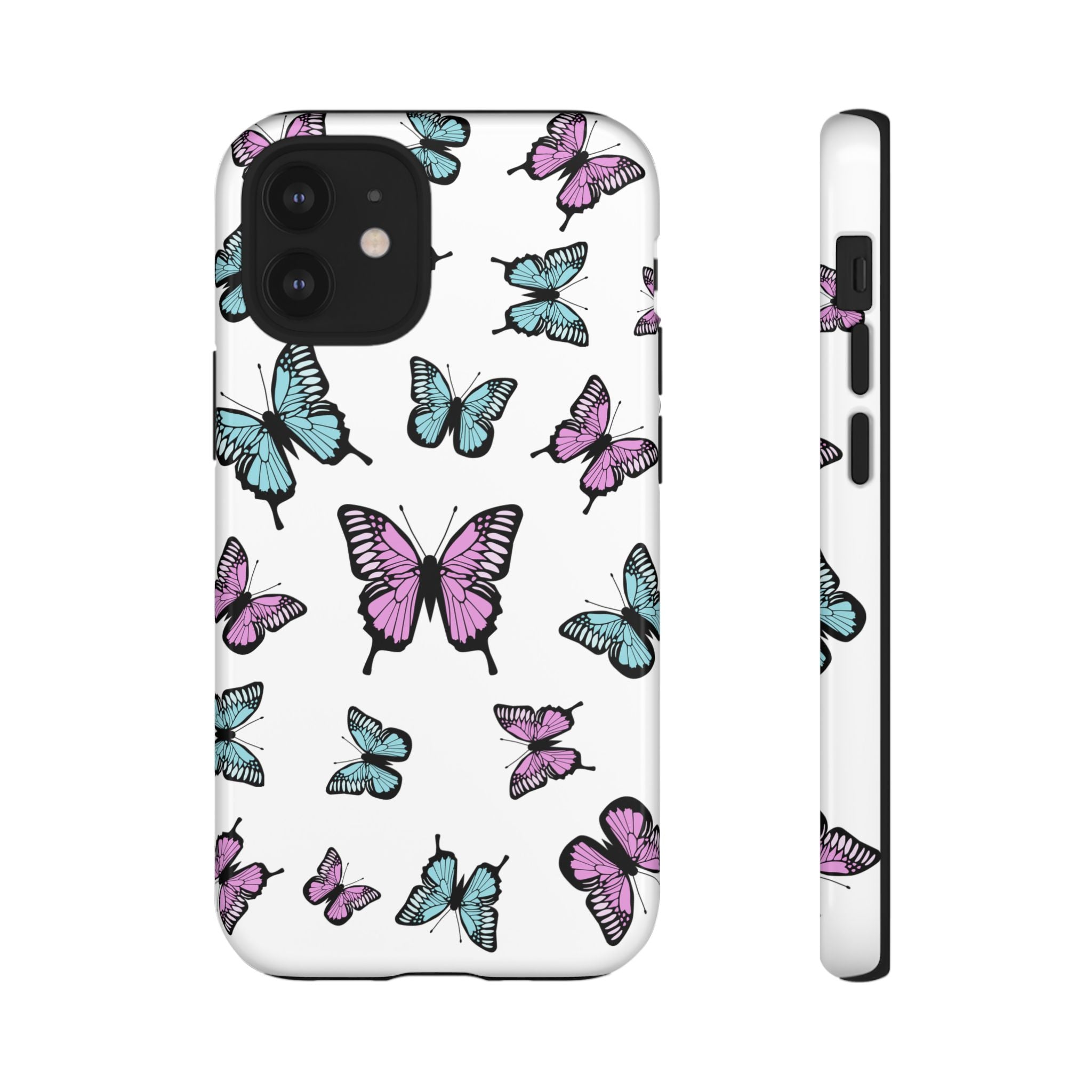 Butterfly Pattern White Background Phone Cases, Protective Cover, Strong Cases, Impact Resistant, Floral Design, Unique Gifts