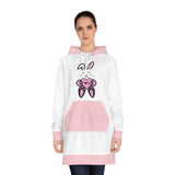 Cute Rabbit I Love You Women's Hoodie Dress, Valentine's Day Gift, Cozy Animal Graphic Sweatshirt Outfit, Bunny Lover Merch