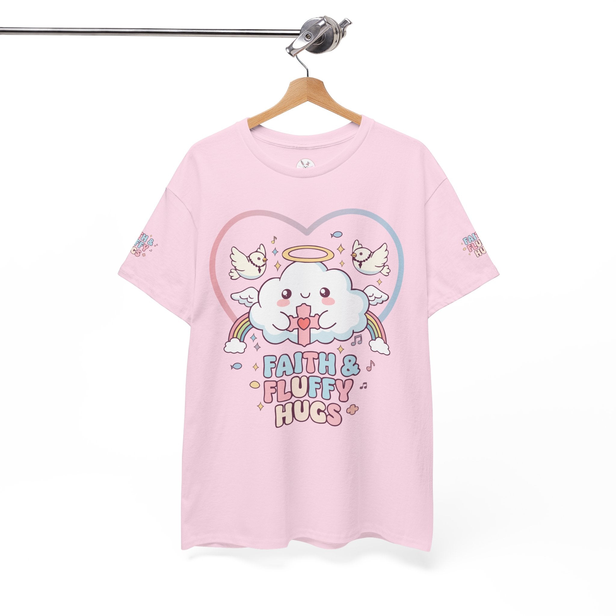 Kawaii Christian T-Shirt - Angel Cloud Rainbow Tee- Religious Graphic Top