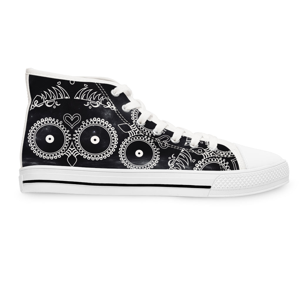Skulls Women's High Top Sneakers - Gothic Punk Shoes