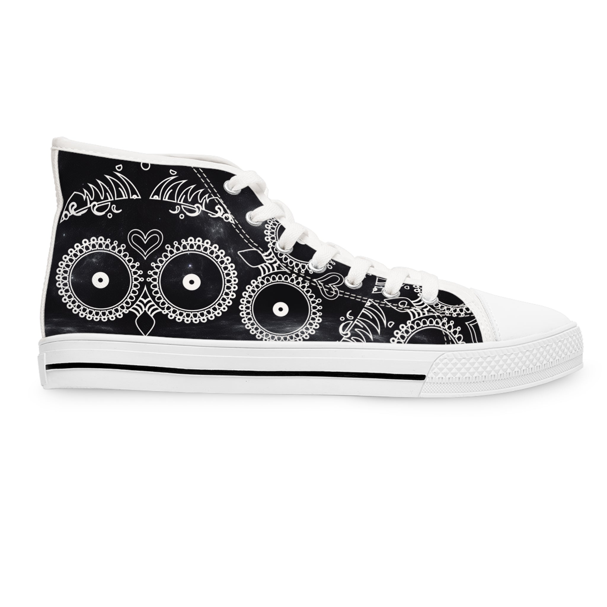 Skulls Women's High Top Sneakers - Gothic Punk Shoes