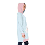 Kawaii Cow Pink and Blue Hoodie Dress, Sweatshirt, Women's Dress, Cute Cow Dress, Animal Print Hoodie Dress