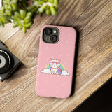 Kawaii Cat Rainbow Tough Cases, Cute Kitty Phone Cover, Protective Phone Case, Adorable Cat Lover Gift, Fun Rainbow Cat Phone Accessories