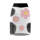 Floral Pencil Skirt - Black Pink Women's Skirt - Spring Fashion