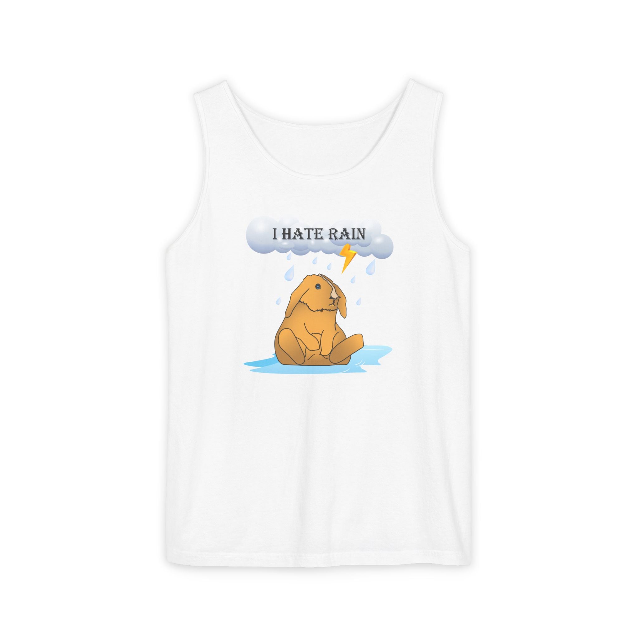 I Hate Rain Rabbit Tank Top, Sleeveless Tee, Summer Shirt, Funny Graphic Top, Rabbit Lover Gift