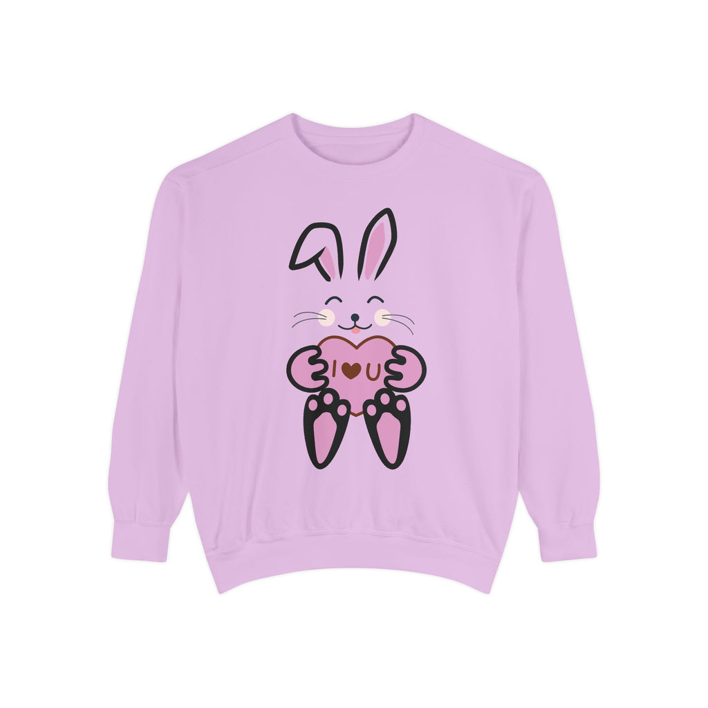 Rabbit With I Love You Heart Sweatshirt, Valentine's Day Gift, Unisex Jumper, Bunny Lover Pullover, Cozy Winter Apparel, Cute Animal