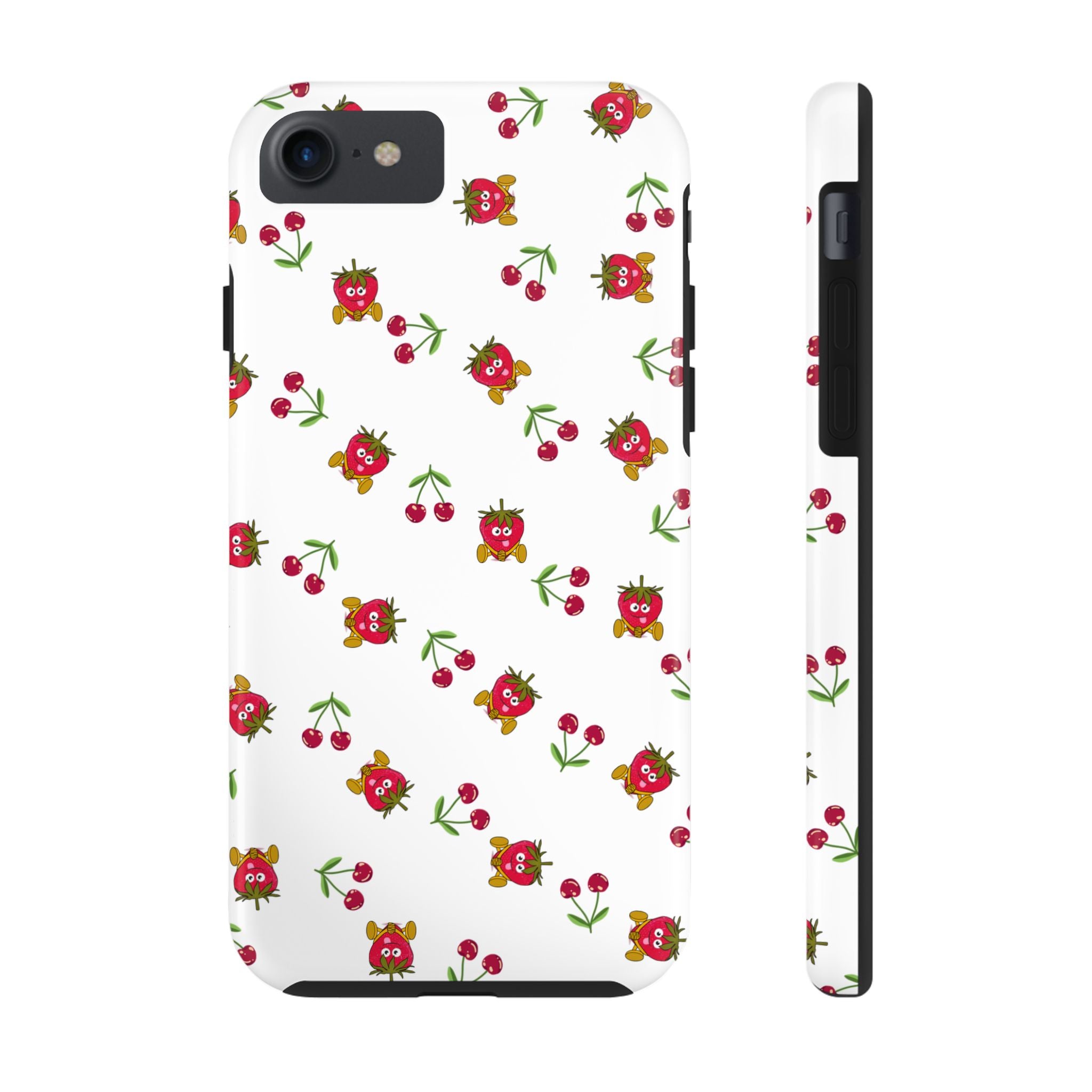 Fruit Patterned Phone Cases, Summer Fruits Phone Covers, Berry Print Tough Cases, Stylish Cell Phone Protectors, Red Fruits Phone