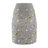 Cool Cats Pattern Gray Women's Pencil Skirt