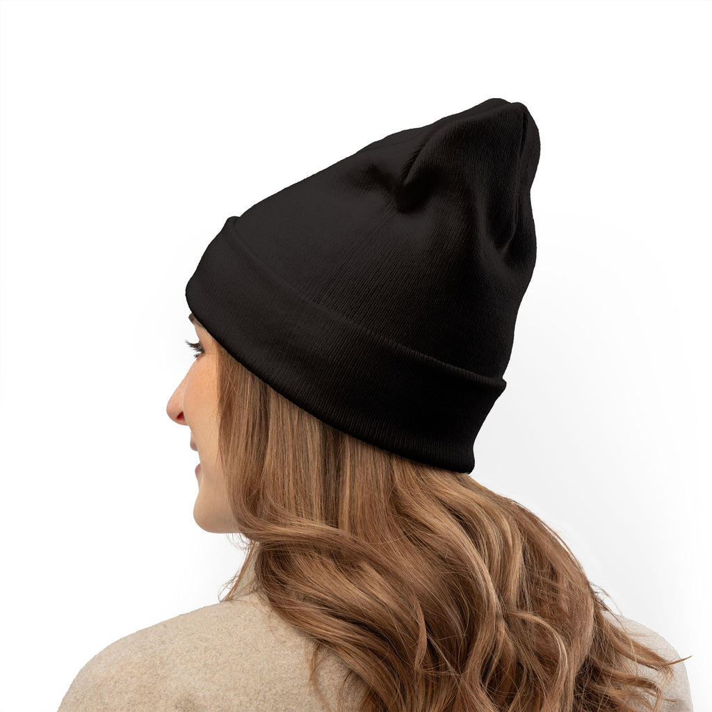 Embroidered Black Spider Knit Beanie — Halloween Spider Hat