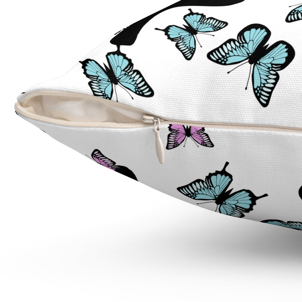 Butterfly Pink Pillow, Home Decor Throw Cushion, Girls Bedroom Decor, Square Accent Pillow, Gift for Her
