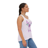 Racerback Tank Top - Kawaii Moo Graphic, Women's Summer Shirt, Funny Cow Print Tee