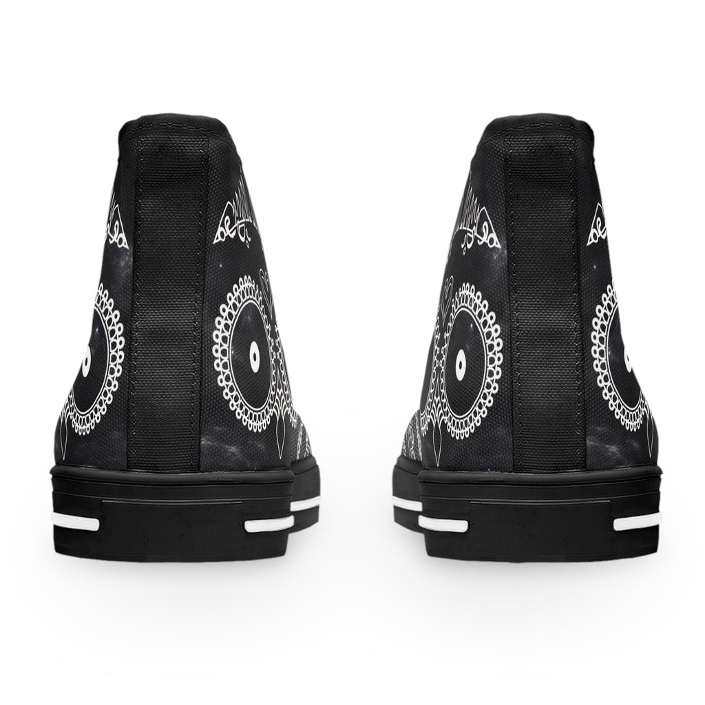Skulls Women's High Top Sneakers - Gothic Punk Shoes