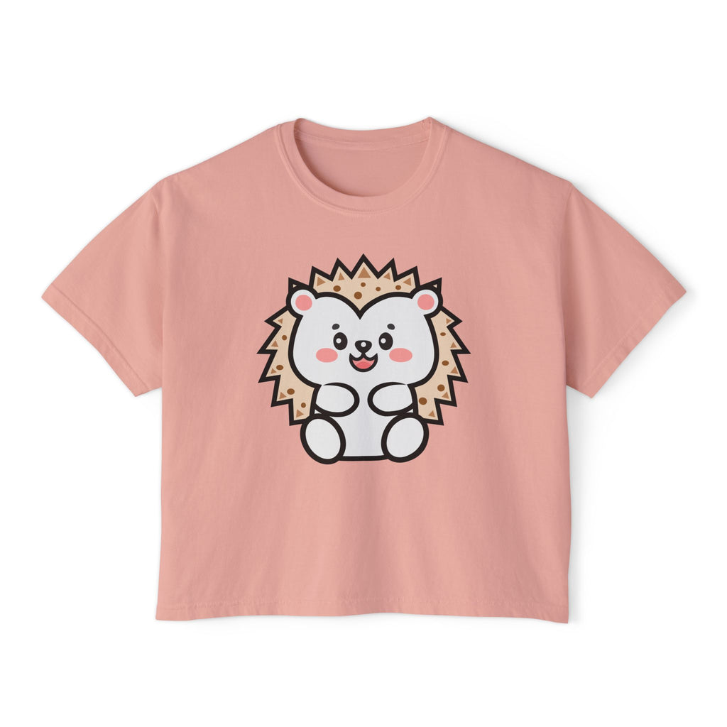 Kawaii Hedgehog Boxy Tee - Women's Graphic T-Shirt
