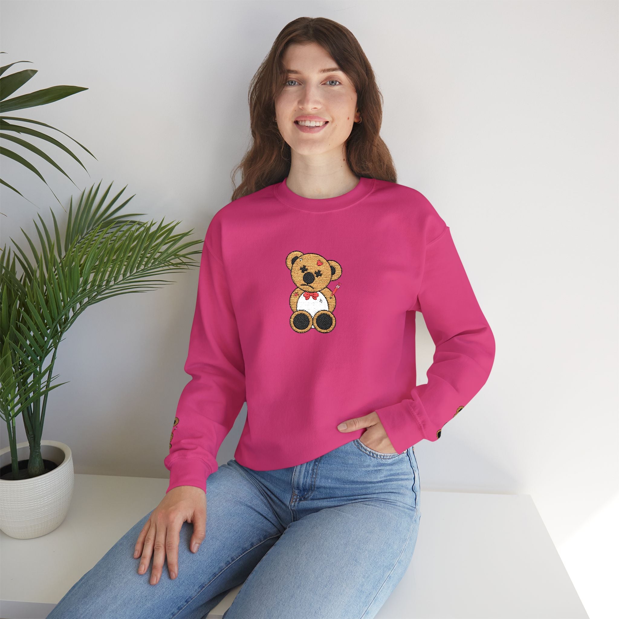 Embroidered Little Teddy Bear Crewneck Sweatshirt