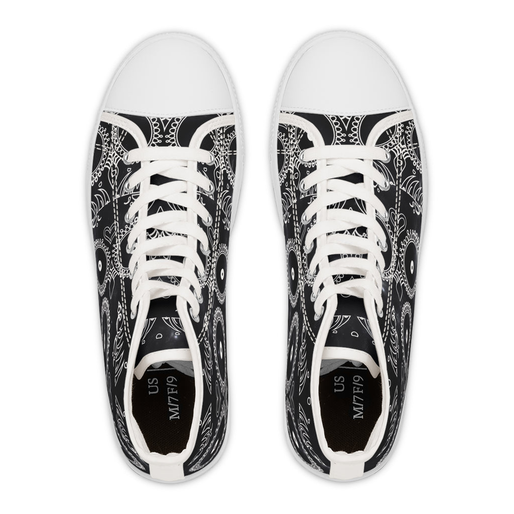 Skulls Women's High Top Sneakers - Gothic Punk Shoes