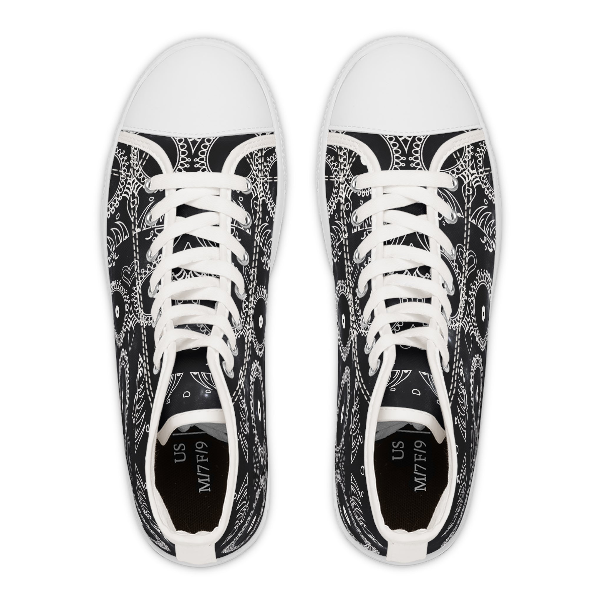 Skulls Women's High Top Sneakers - Gothic Punk Shoes