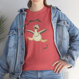 Funny Crazy Duck Unisex Heavy Cotton Tee, Novelty Shirt, Graphic Tee, Gift for Animal Lovers, Quirky Duck Design