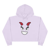 Demon Face Crop Hoodie - Gothic Devil Graphic Pullover Sweatshirt