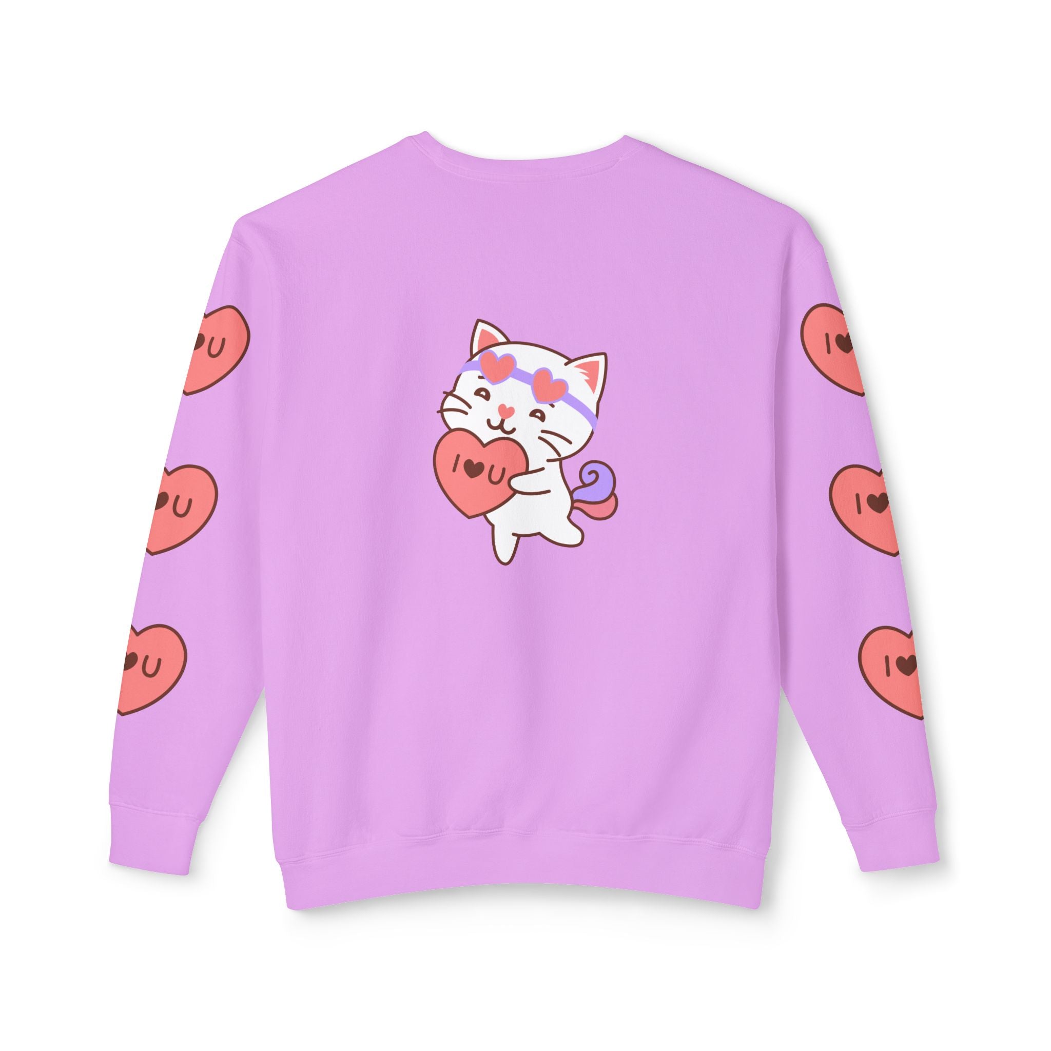 Cupido Cat Rainbow Sweatshirt, Lightweight Crewneck Jumper, Heart Love Gift, I Love You Clothing