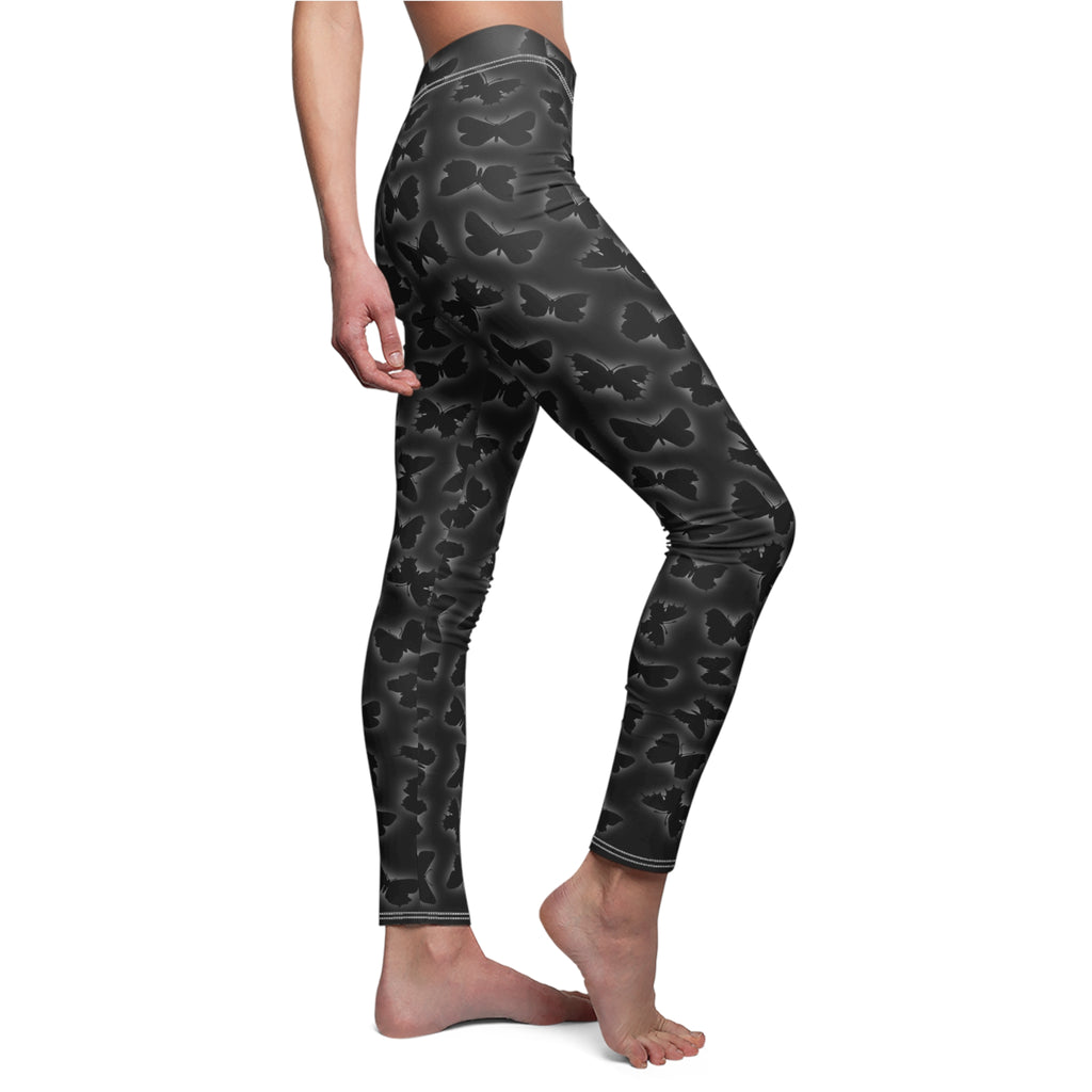 Glowing Butterflies Leggings, Women's Casual Pants, Yoga Tights, Stretchy Workout Bottoms, Butterfly Print Leggings