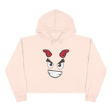 Demon Face Crop Hoodie - Gothic Devil Graphic Pullover Sweatshirt