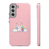 Kawaii Cat Rainbow Tough Cases, Cute Kitty Phone Cover, Protective Phone Case, Adorable Cat Lover Gift, Fun Rainbow Cat Phone Accessories