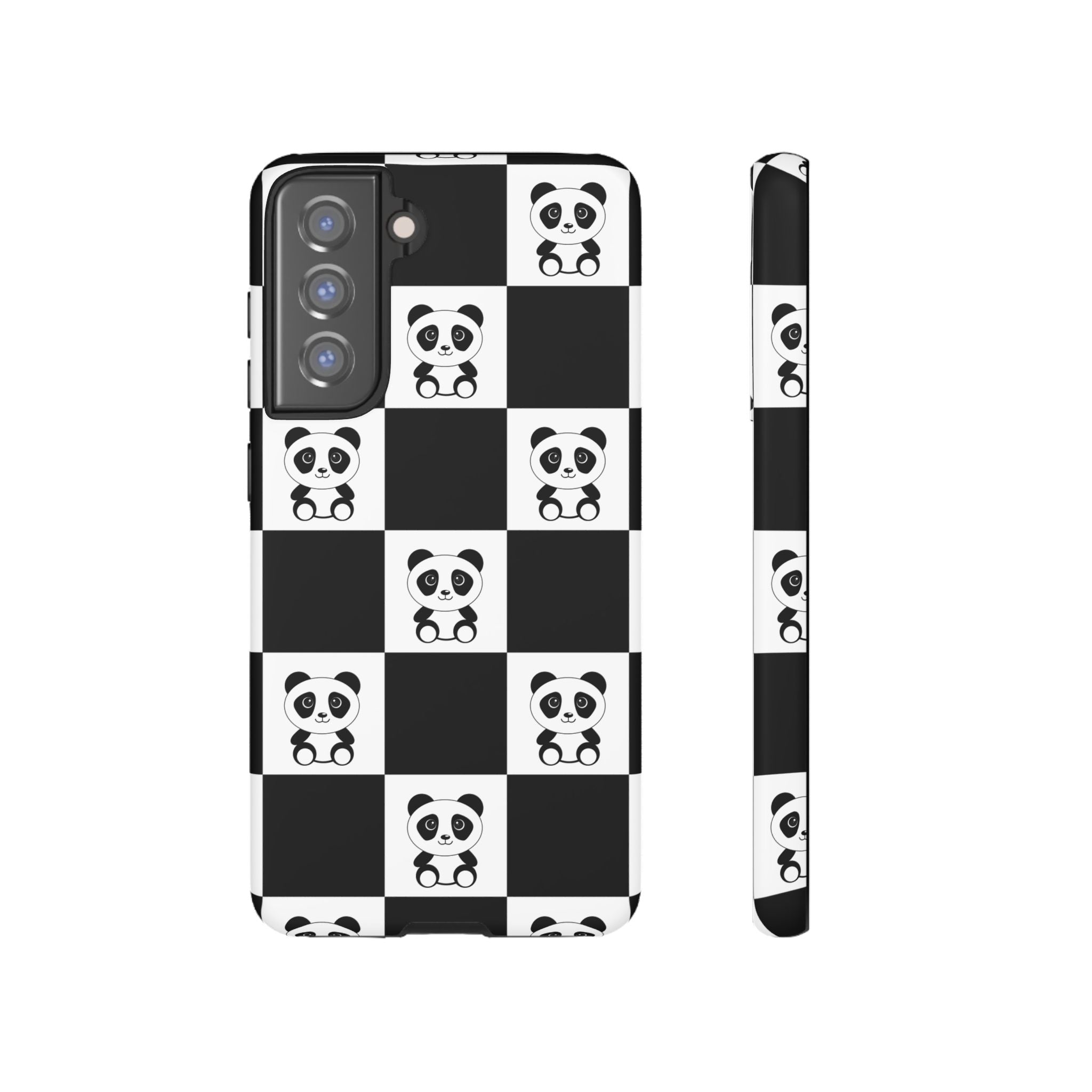Panda Chessboard Tough Cases, Cute Panda Phone Covers, Chess Pattern iPhone Case, Board Games Phone Accessories, Animal Lover Tech