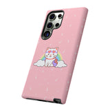 Kawaii Cat Rainbow Tough Cases, Cute Kitty Phone Cover, Protective Phone Case, Adorable Cat Lover Gift, Fun Rainbow Cat Phone Accessories