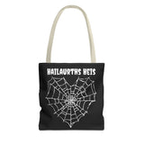 Gothic Spider Web Heart Tote Bag - Creepy Halloween Carryall, Black Widow Arachnid Shoulder Tote, Spooky Goth Shopping Bag, Punk Rock