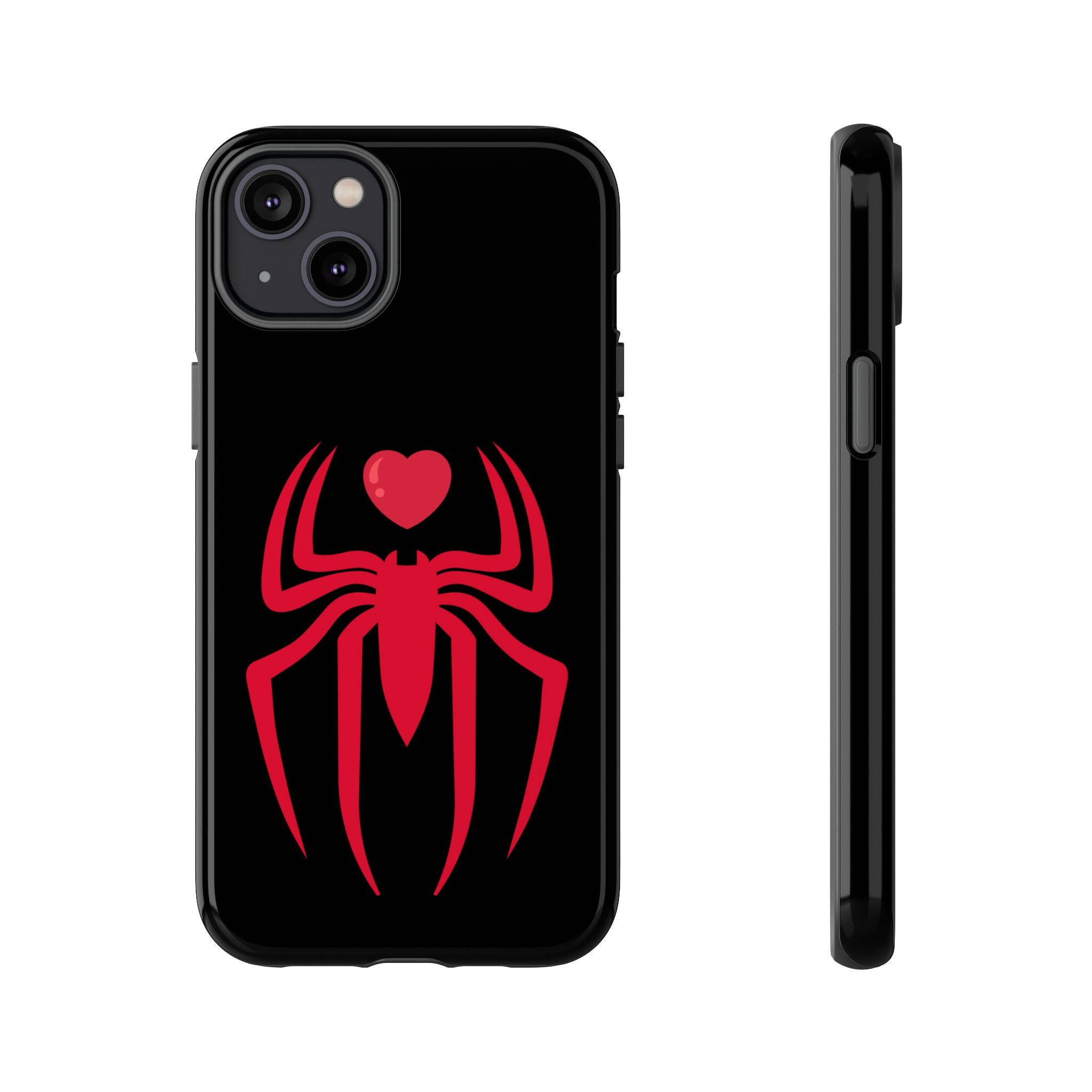 Red Spider Heart Tough iPhone Cases, Spiderweb iPhone Cover, Gothic Phone Accessories, Halloween Gift, Creepy Arachnid iPhone Protectors