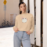 Kawaii Bear Cropped Sweatshirt, Cute Teddy Bear Fleece Pullover, Japanese Style Jumper, Harajuku Fashion, Winter Top for Women