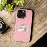 Kawaii Cat Rainbow Tough Cases, Cute Kitty Phone Cover, Protective Phone Case, Adorable Cat Lover Gift, Fun Rainbow Cat Phone Accessories