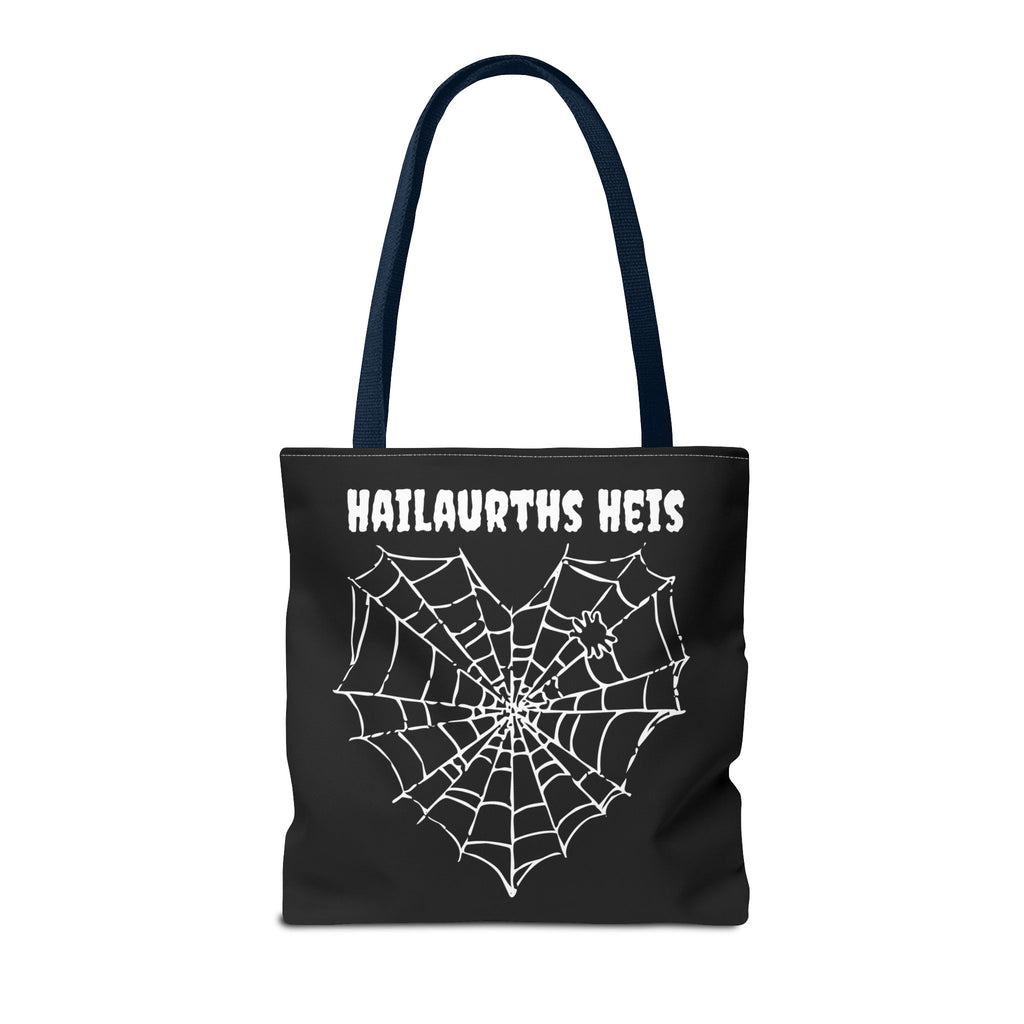 Gothic Spider Web Heart Tote Bag - Creepy Halloween Carryall, Black Widow Arachnid Shoulder Tote, Spooky Goth Shopping Bag, Punk Rock