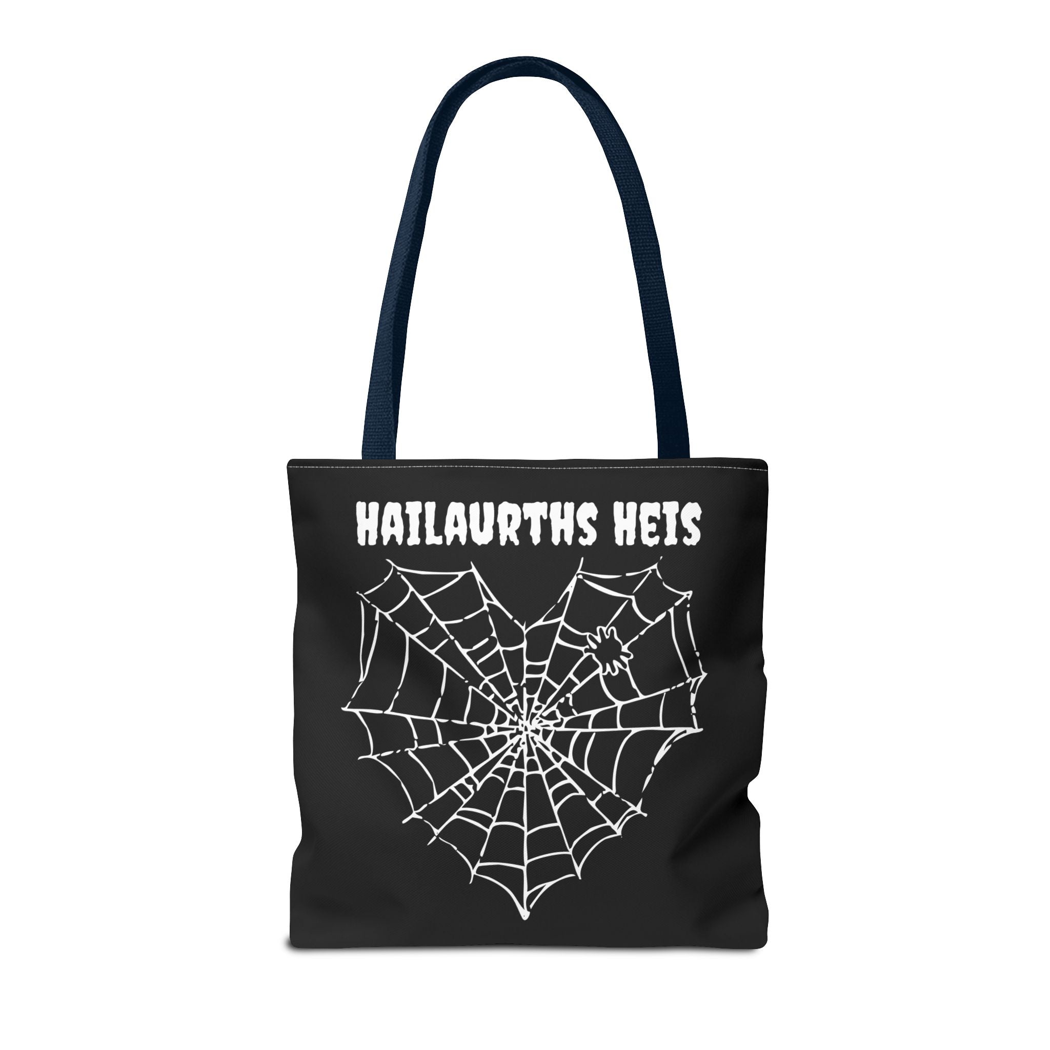 Gothic Spider Web Heart Tote Bag - Creepy Halloween Carryall, Black Widow Arachnid Shoulder Tote, Spooky Goth Shopping Bag, Punk Rock