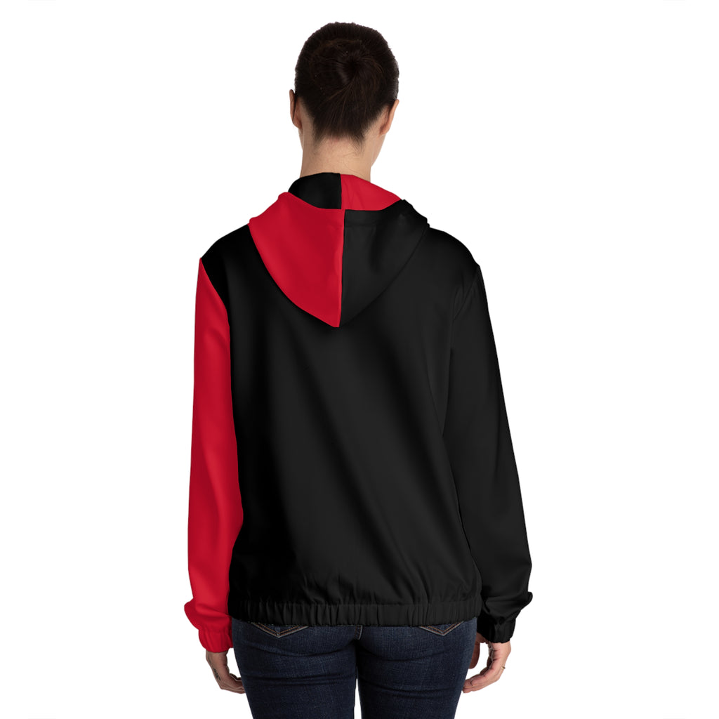 Kawaii Devil Full-Zip Hoodie, Red and Black Women's Sweatshirt